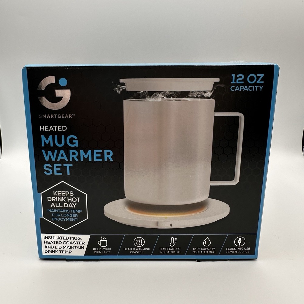 SmartGear Heated Mug Warmer Set 12oz Stainless Steel USB Gray STG-6869-KB - Picture 2 of 9